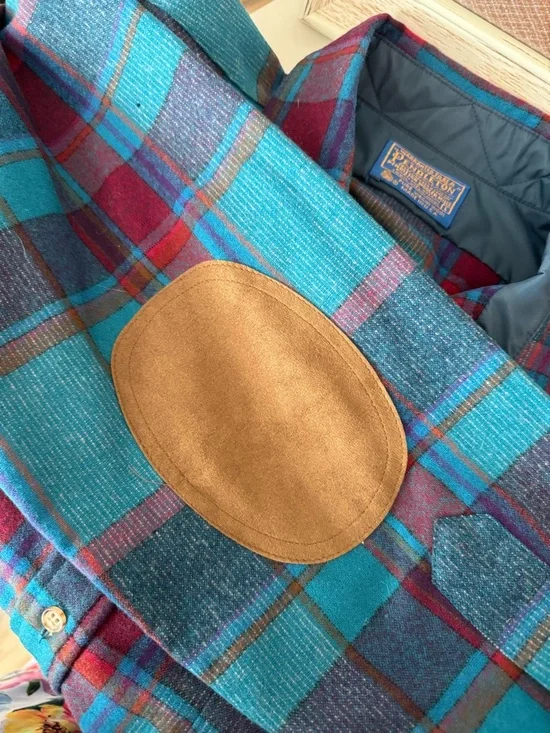 Vintage Pendleton 100% Wool Ombre Shadow Plaid Flannel Board Lodge Shirt Large - Picture 6 of 9